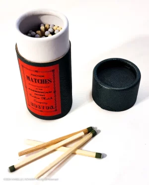 Matches in a cylindrical box. 100 count